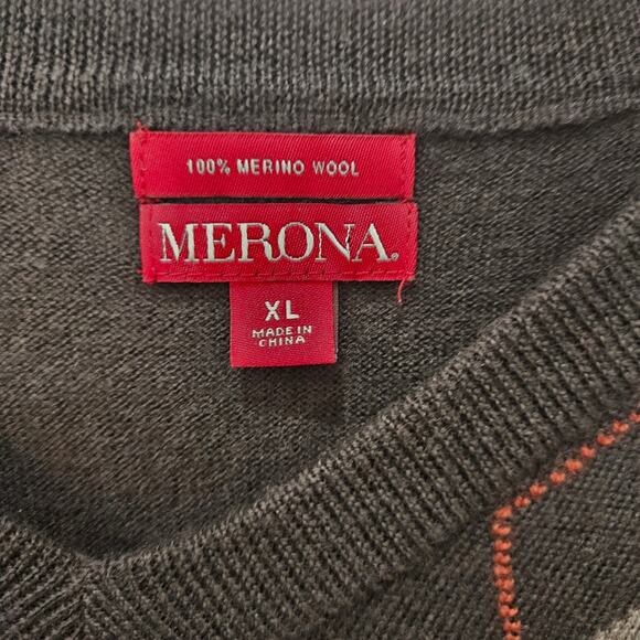 Men's Argle Long Sleeve 100% Merino Wool, Size XL - Picture 2 of 6